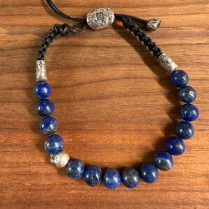 John Varvatos Blue Beaded Bracelet with Silver Accents